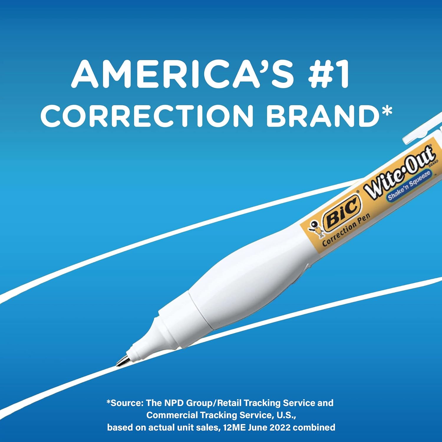 BIC Wite-Out Shake N Squeeze Correction Pen, 8 ml, White, Pack Of 2