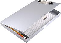 Saunders Tuffwriter Recycled Aluminum Storage Clipboard, 0.5" Clip Capacity, Holds 8.5 x 11 Sheets, Silver Silver Letter Low Profile Clip