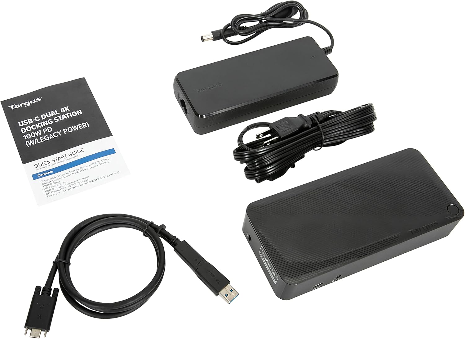 Targus USB C Docking Station Universal DV4K, USB C Laptop Docking Station Dual Monitor 2 HDMI, with Legacy Host Power Kit