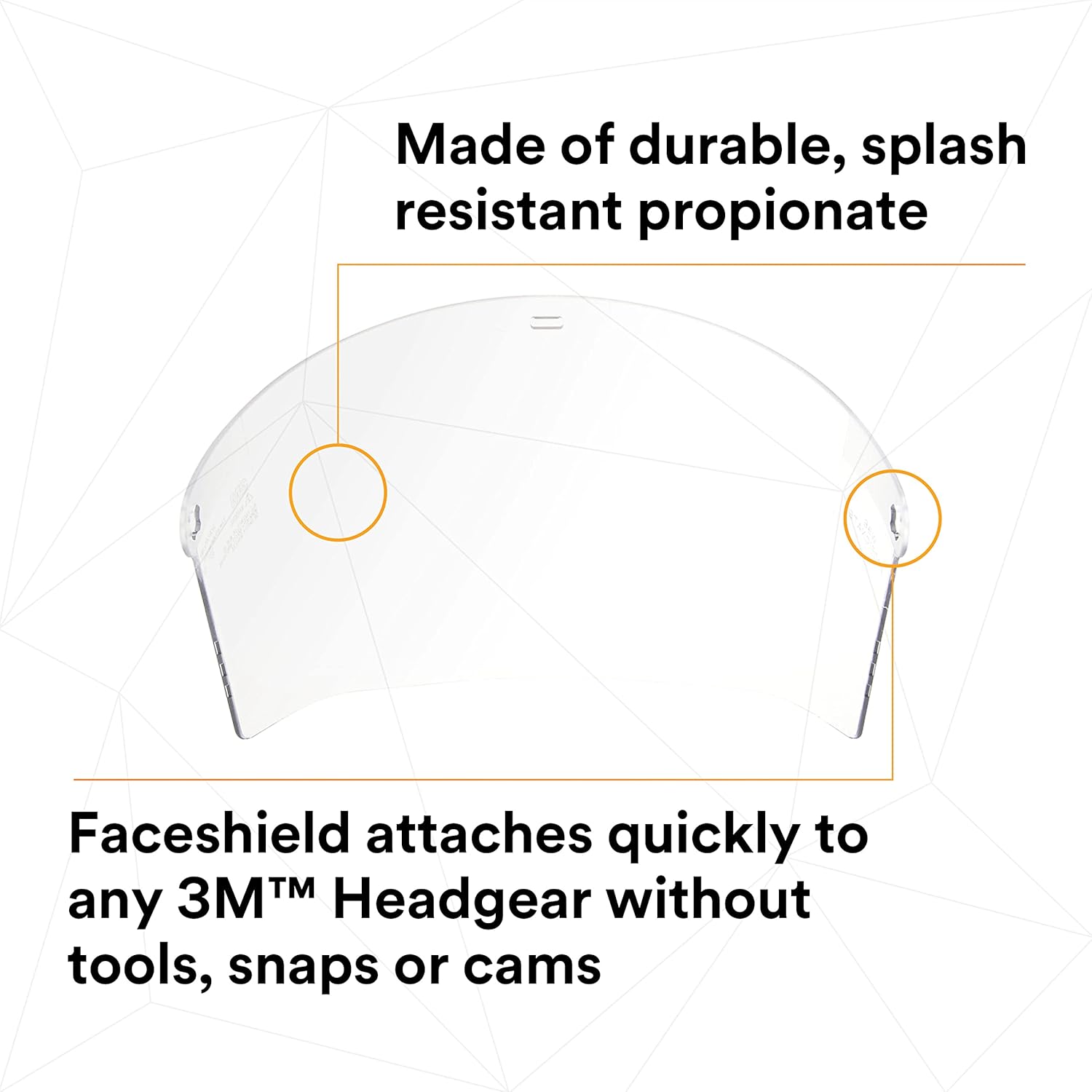3M Clear Propionate Faceshield W96, Pack of 10, 82700-00000, Molded