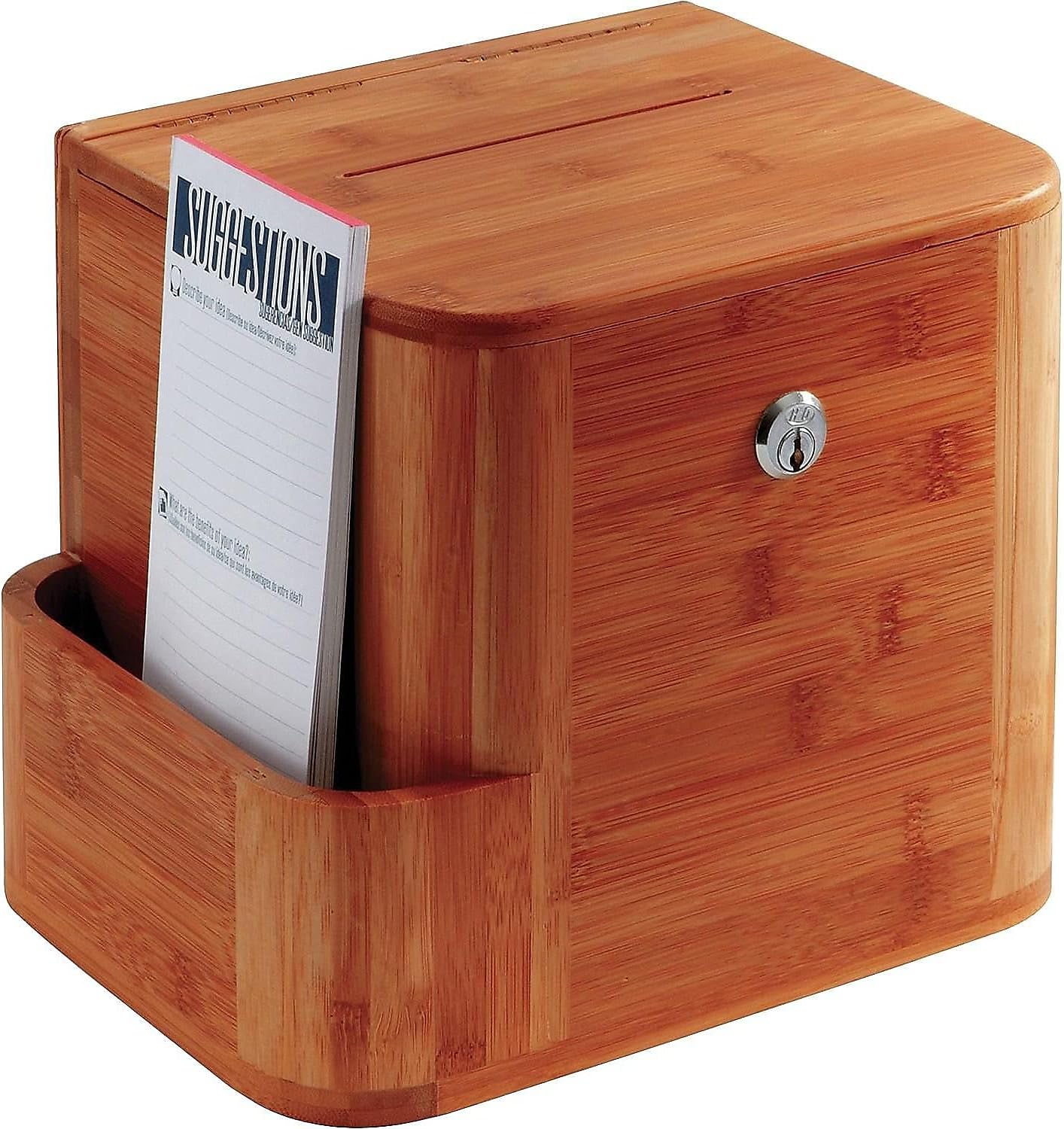 Safco 4237CY Bamboo Suggestion Box, 14 x 10 x 8 inches, Cherry