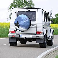 Snowmobile Printed Spare Tire Cover 17 Inch - Waterproof Wheel Covers Protectors - Universal Fit for Car, Trailer, Auto, SUV