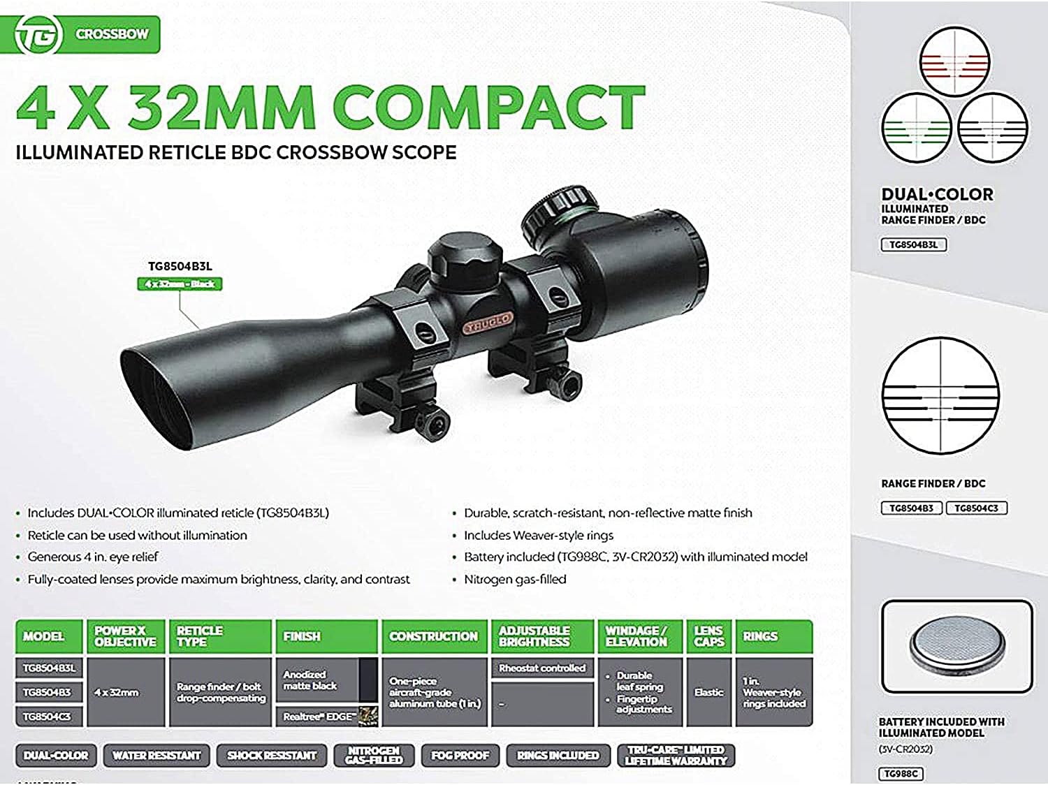 TRUGLO 4x32 Compact Crossbow Scope