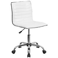 Flash Furniture Alan Low-Back Ribbed Upholstered Vinyl Swivel Desk Chair with Padded Seat