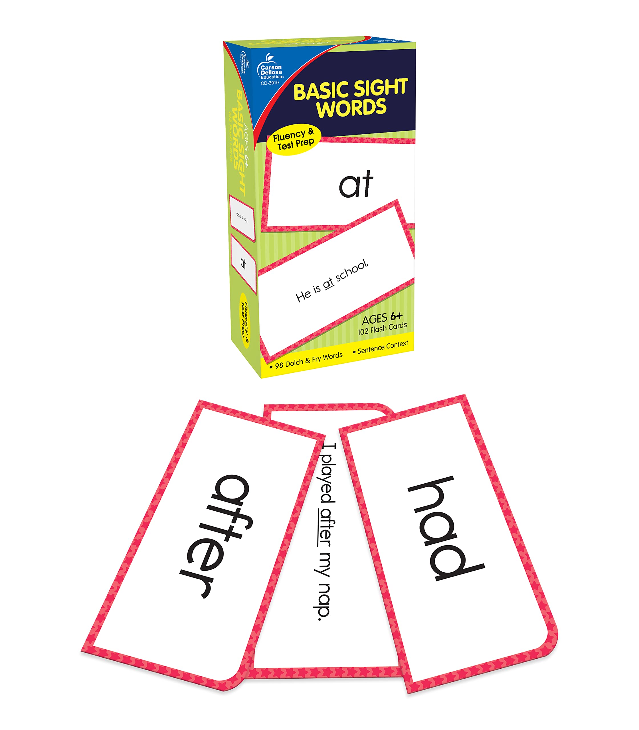 Carson Dellosa 102 Basic Sight Words Flash Cards Kindergarten, Flashcards for Kids Ages 6 and Up