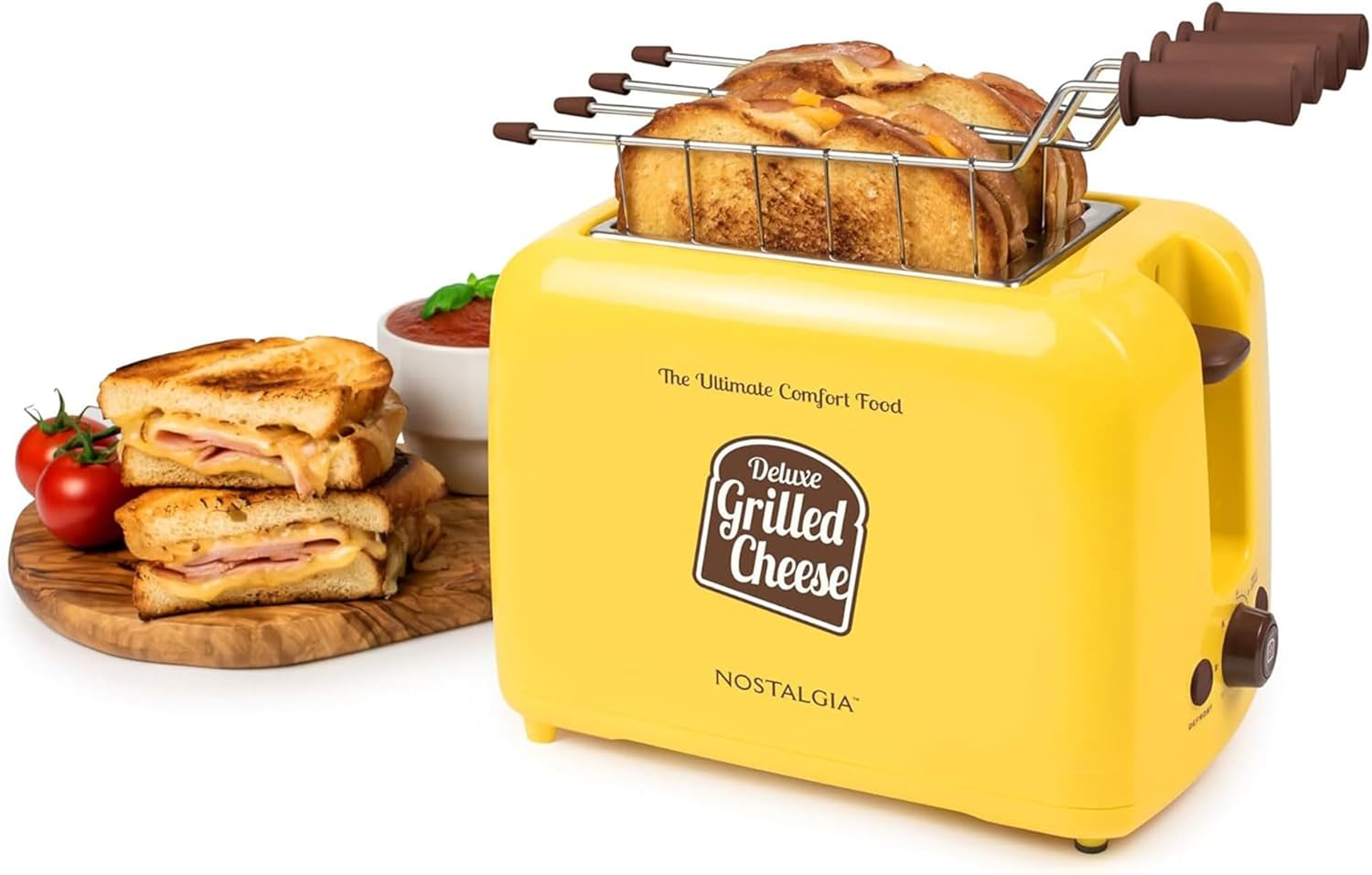 NOSTALGIA Grilled Cheese Sandwich Toaster with Easy-Clean Toasting Baskets and Adjustable Toasting Dial