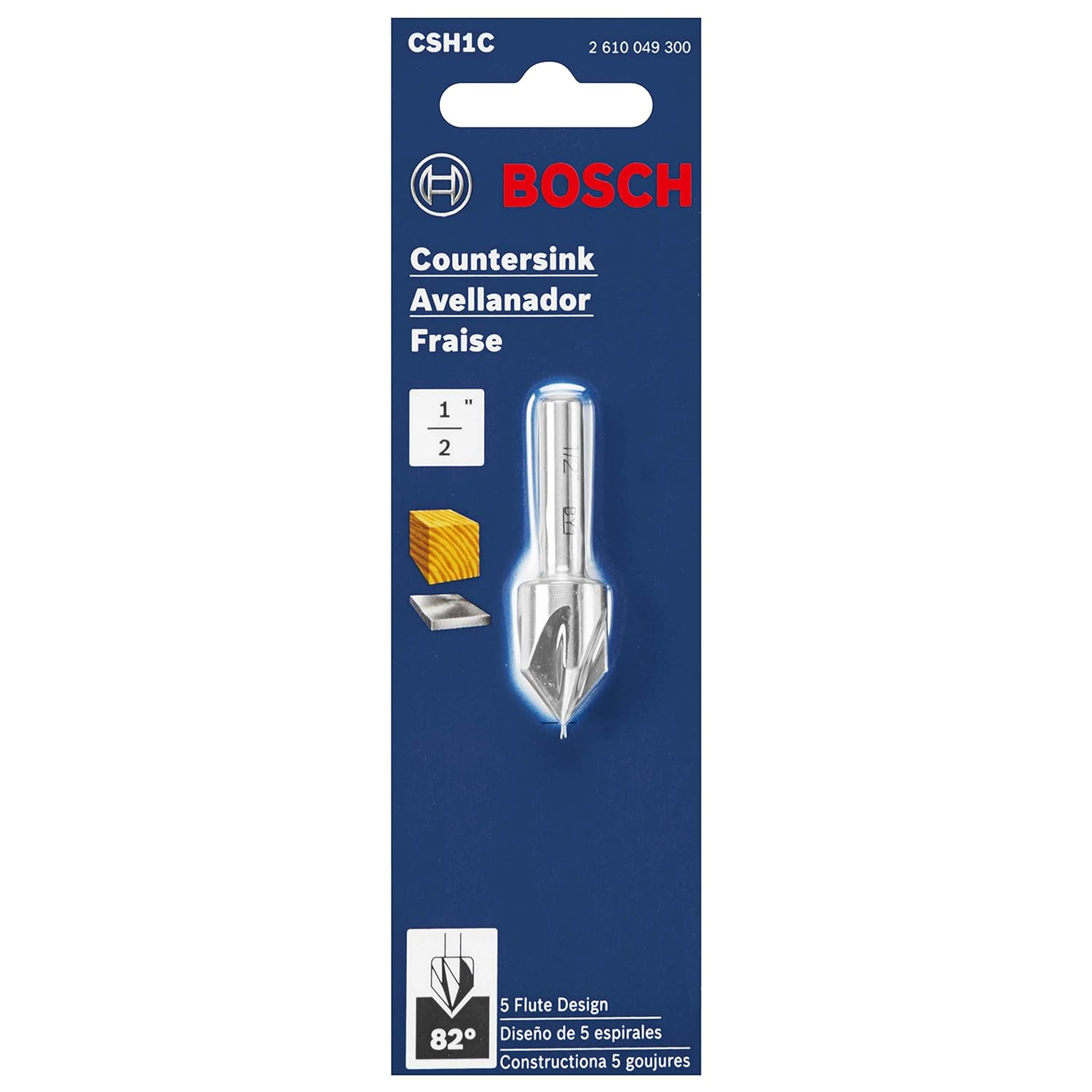 BOSCH CSH1 1/2-Inch HSS Countersink 1/2 in Titanium