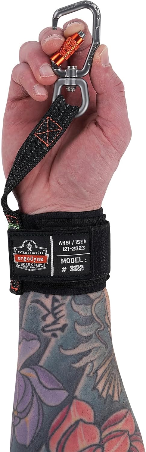 Ergodyne Squids 3122 Wrist Tool Lanyard, Carabiner Tool Tethering Attachment, Tool Weight Rating 5lbs