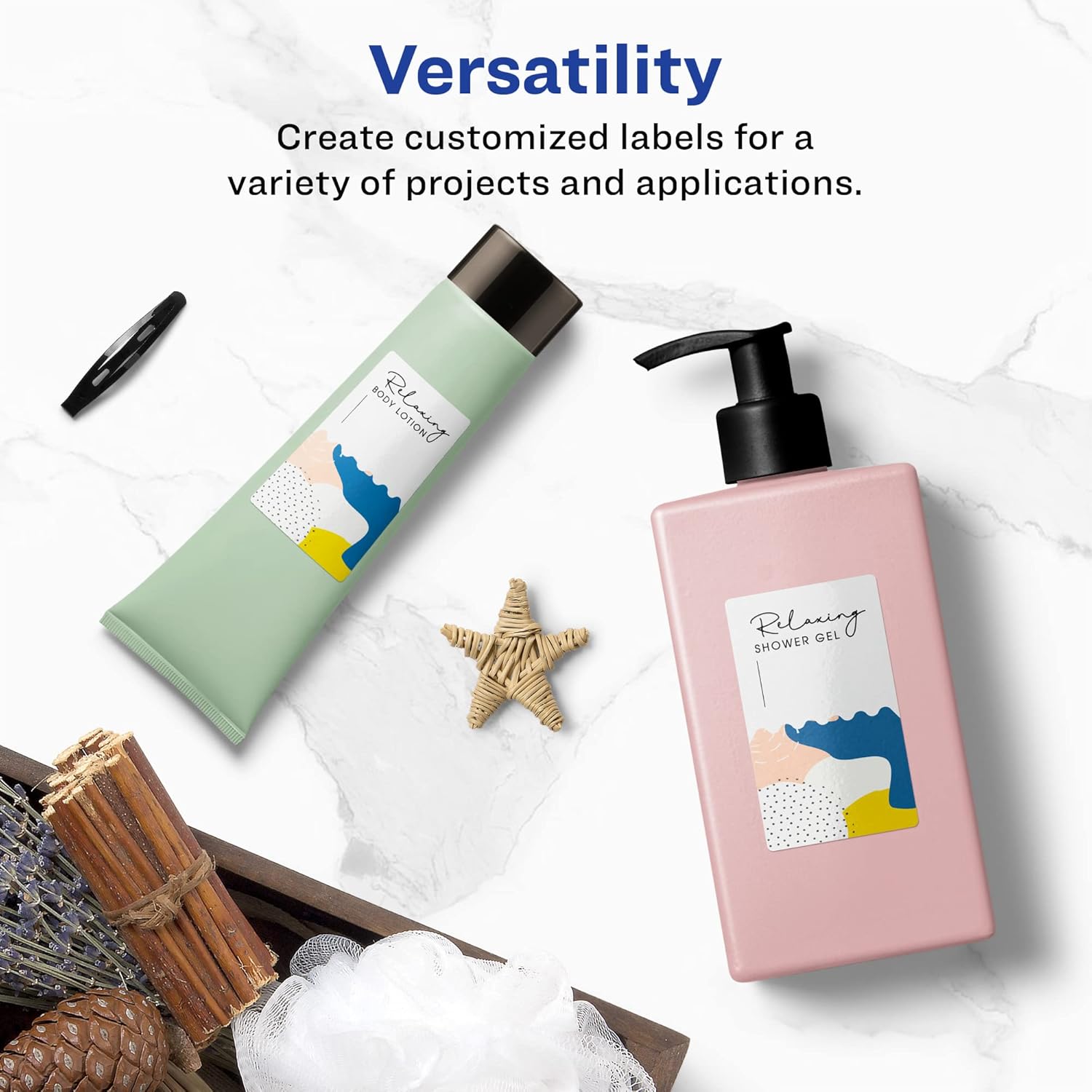 Avery Glossy White Rectangle Labels, Sure Feed Technology, 2" x 6", 40 Glossy White Labels, Print-to-The-Edge