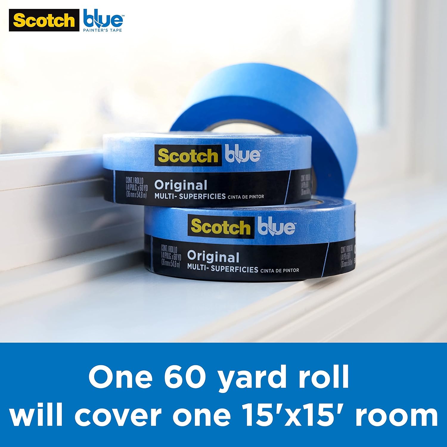 ScotchBlue Original Multi-Surface Painters Tape, 2 Inch Wide (1.88 In. x 60 Yds)