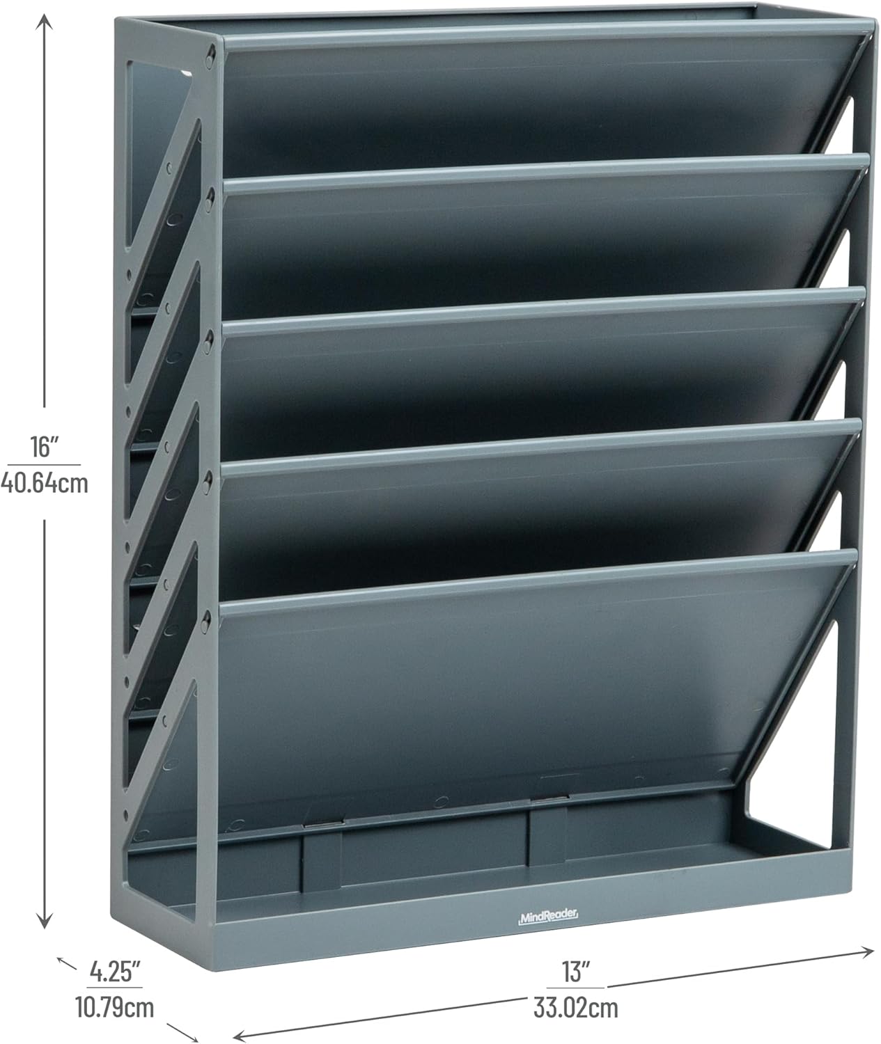 Mind Reader 5-Tier Vertical File Holder, Desktop Organizer, Wall Mount