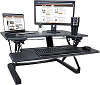 Victor DCX760G High Rise Collection Height Adjustable Standing Desk with Removable Keyboard Tray | Gray | 36” Wide Standing