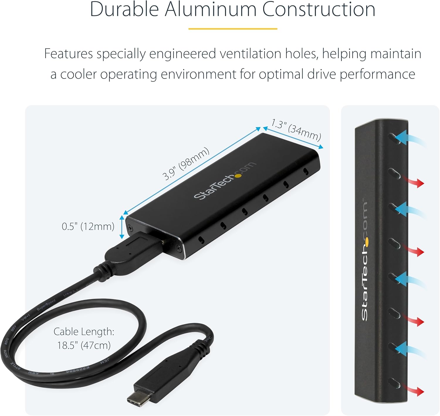 StarTech.com USB-C 10Gbps M.2 SSD Enclosure (2230/2242/2260/2280) - Aluminum