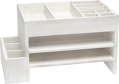 Elegant Designs Home Office Wood Tiered Desk Organizer with Storage Cubbies and Letter Tray
