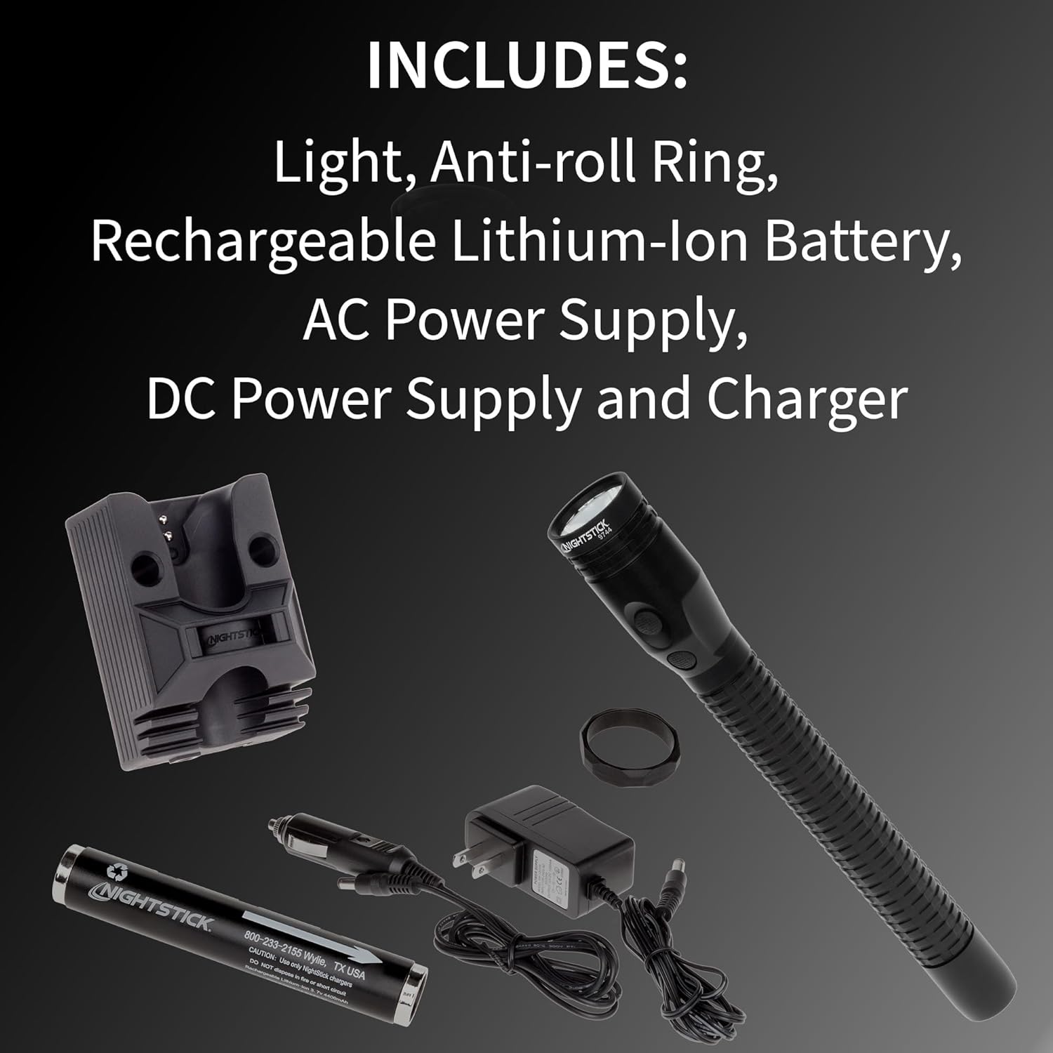 Nightstick Full-Size Black NSR-9744XL Metal Multi-Function Rechargeable Led Flashlight