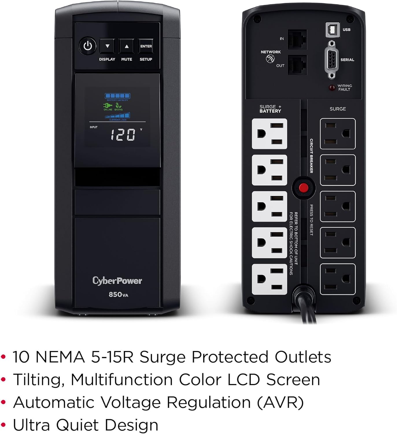 CyberPower PFC Sinewave UPS Battery Backup and Surge Protector, Mini-Tower