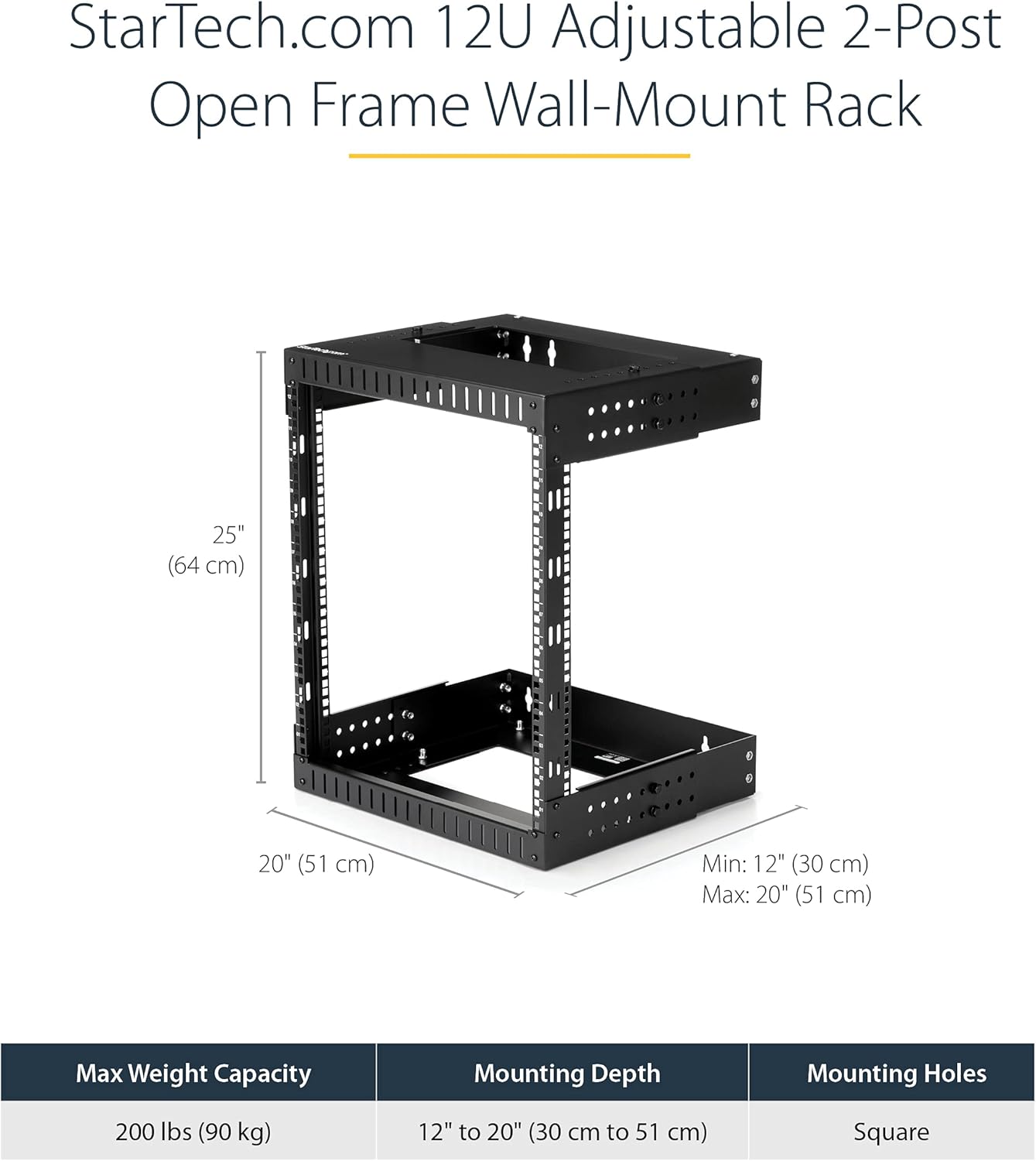 StarTech.com 2-Post 19" Open-Frame Wall Mount Network Rack with Adjustable Depth