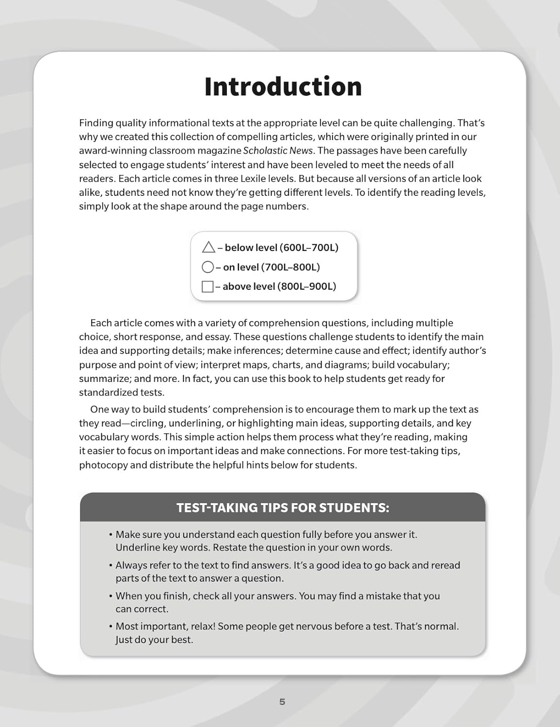 Scholastic News Leveled Informational Texts: Grade 4: High-Interest Passages Written in Three Levels With Comprehension