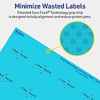 Avery Printable Round Labels, Sure Feed Technology, 1-1/2" Diameter, Bright Blue Labels, Print-to-The-Edge, Laser/Inkjet Printable, 200 Total, Great for Stickers and Candles 200 labels