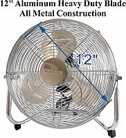 Optimus F-4122 F-4122 3-Speed 40-Watt 12-In. Industrial-Grade High-Velocity Floor Fan