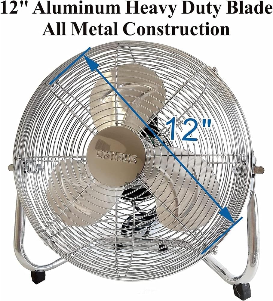 Optimus F-4122 F-4122 3-Speed 40-Watt 12-In. Industrial-Grade High-Velocity Floor Fan