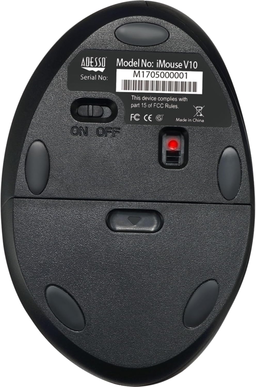 ADESSO iMouse V10 Wireless Vertical Ergonomic Mouse - 2.4GHz, 800/1200/1600 DPI, 6 Buttons