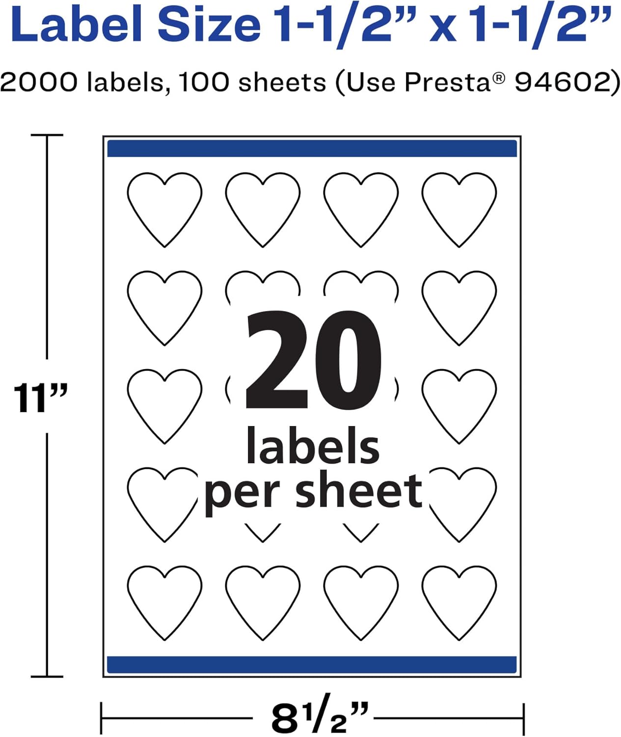 AVERY Durable Waterproof Heart Labels, Sure Feed Technology, 1.5" x 1.5"