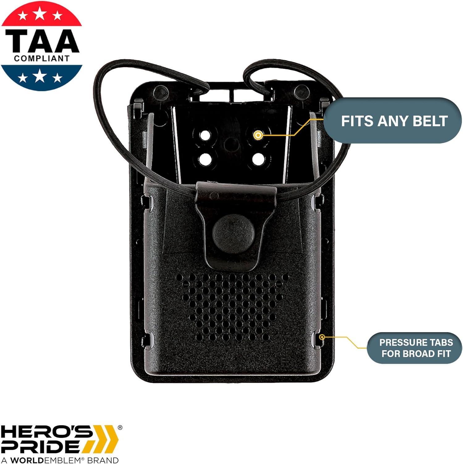 Hero's Pride Edge Radio Holder - Chicago PD Two Way Radio Holster for Duty Belt Up to 2.5" Wide
