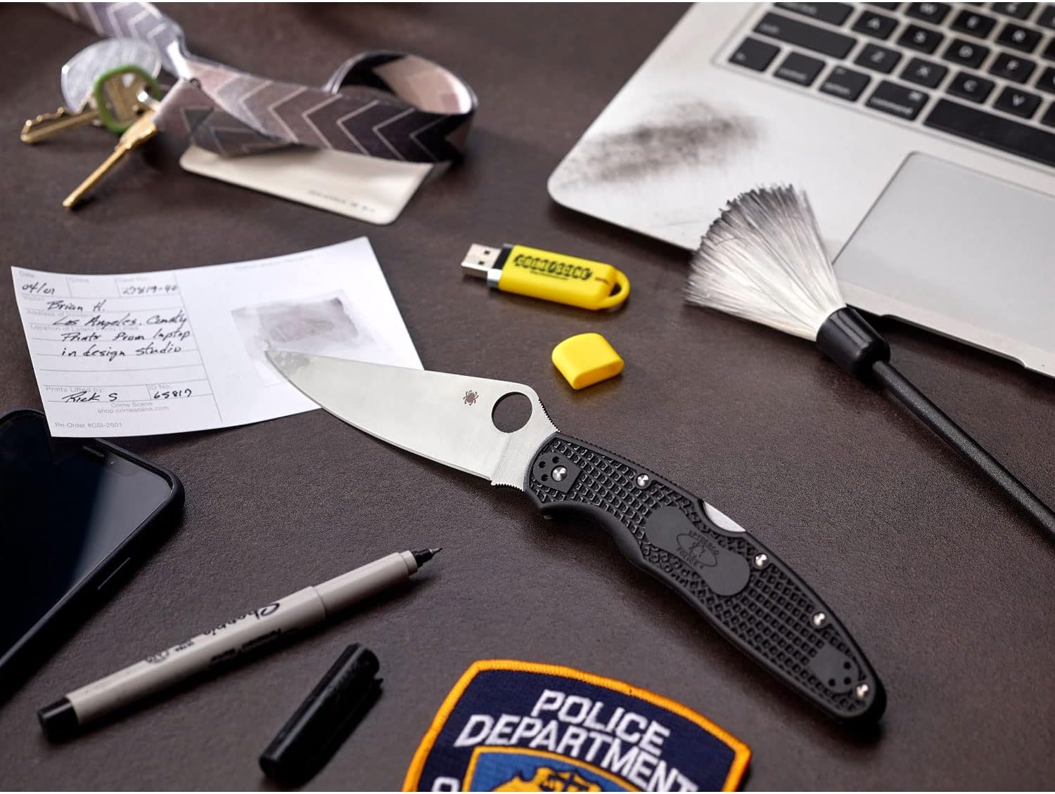 Spyderco Police 4 Lighweight Knife - Black FRN Handle with PlainEdge, Full-Flat, VG-10 Steel Blade and Back Lock - C07PBK4