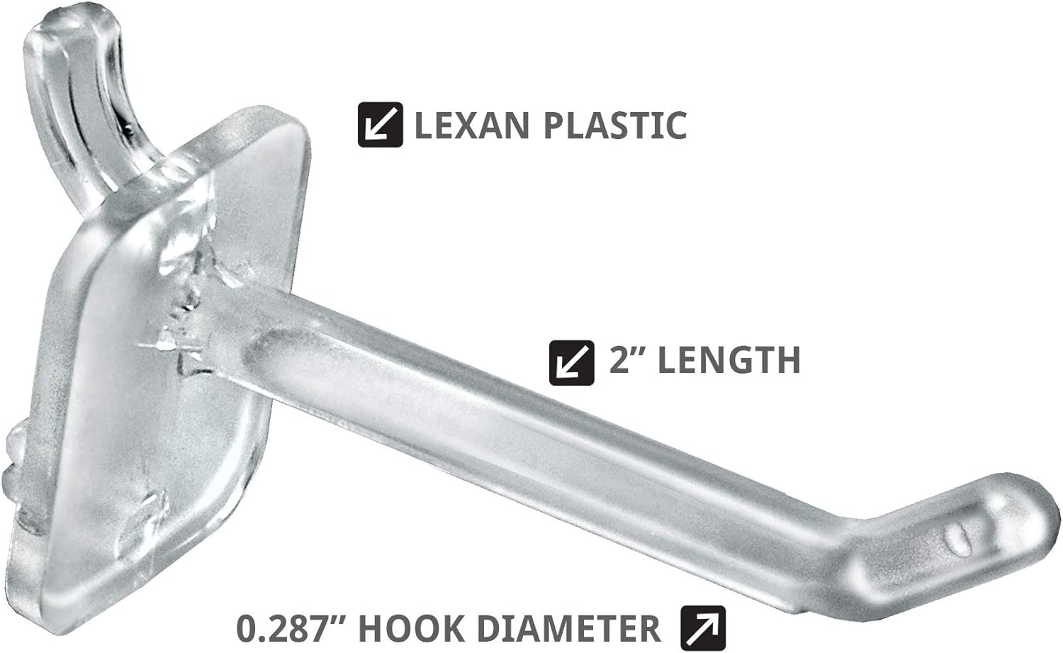 Azar Displays Lexan Locking Pegboard Hooks - Pack of 50