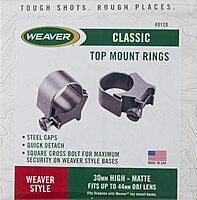 Weaver Detachable 30mm High Top Mount Rings Black