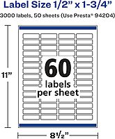 AVERY Glossy Clear Rectangle Labels, Sure Feed Technology, 0.5" x 1.75", Print-to-The-Edge, Laser/Inkjet Printable