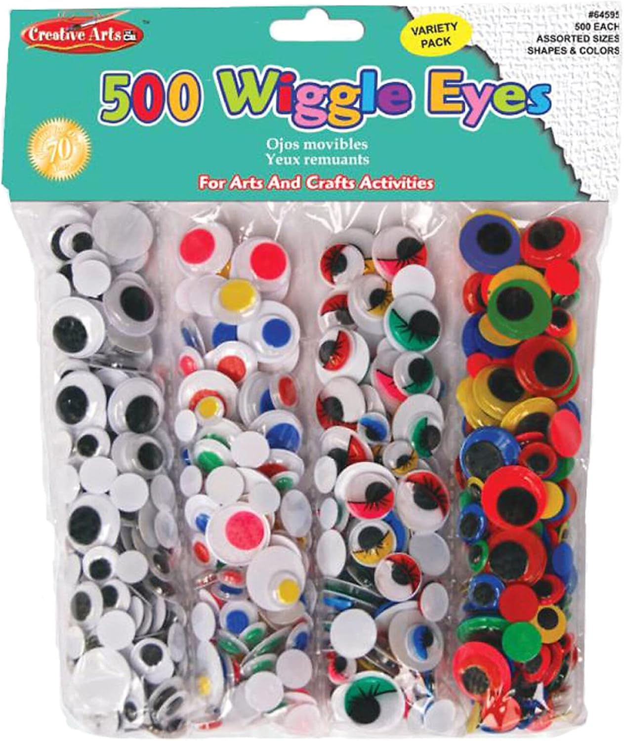 Creative Arts by Charles Leonard Wiggle Eye Combo Pack, 125 Each of 4 Assorted Styles and Colors