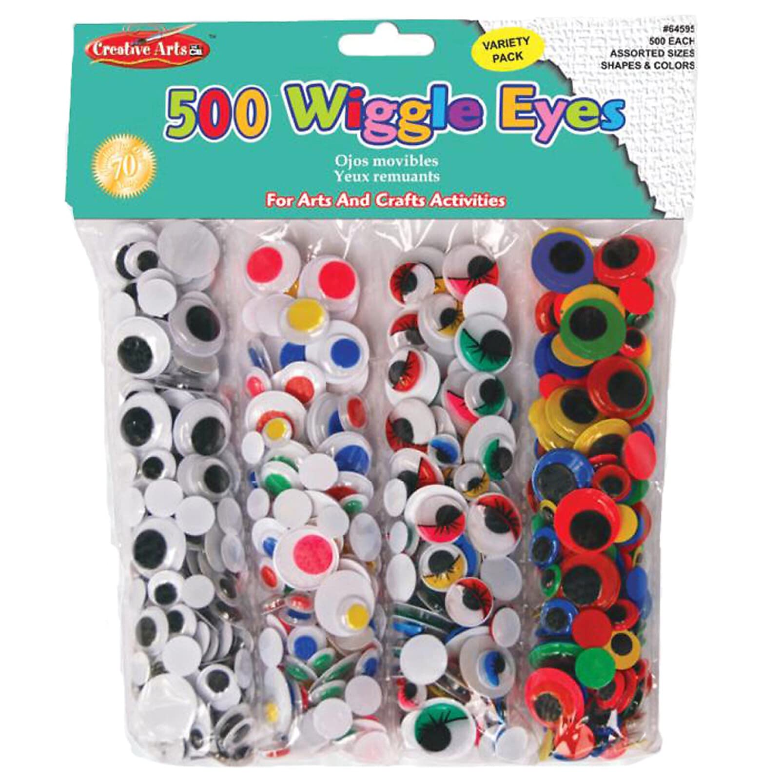 Creative Arts by Charles Leonard Wiggle Eye Combo Pack, 125 Each of 4 Assorted Styles and Colors