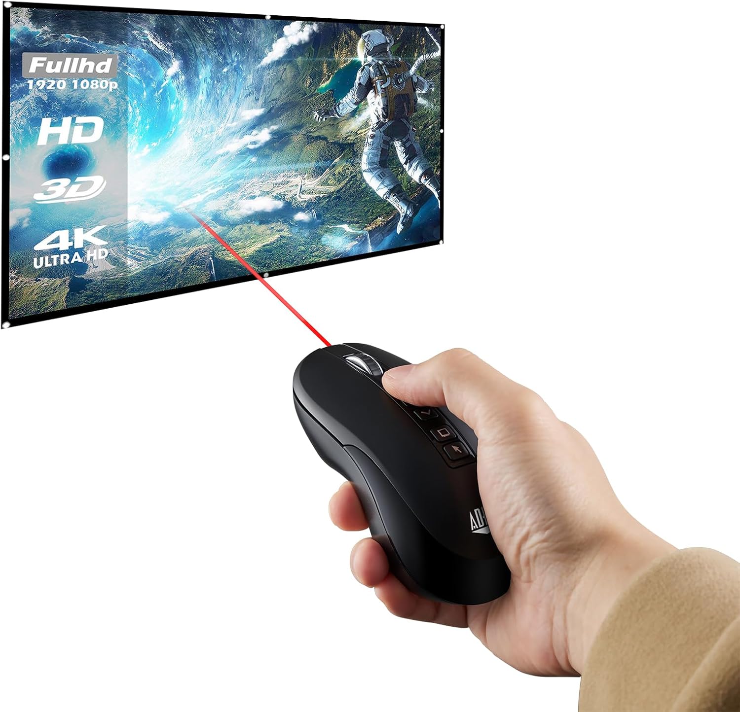 iMouse P40 Wireless Multifunctional Presenter Mouse, 2.4 GHz Frequency/100 ft Wireless Range, Left/Right, Black