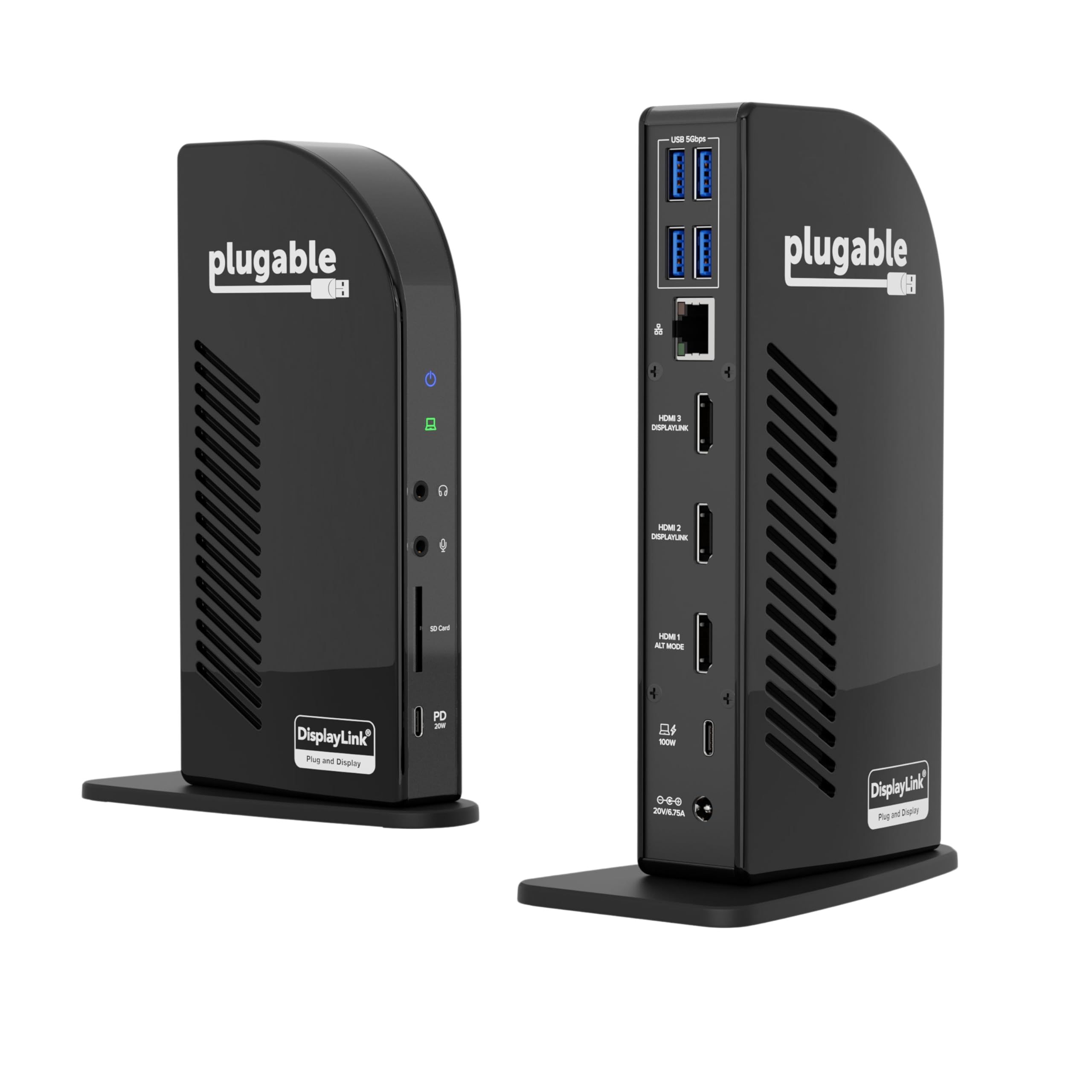 Plugable USB-C Triple Monitor Docking Station: 13-in-1 Laptop Dock with 100W Charging for Mac (DisplayLink Driver Required)