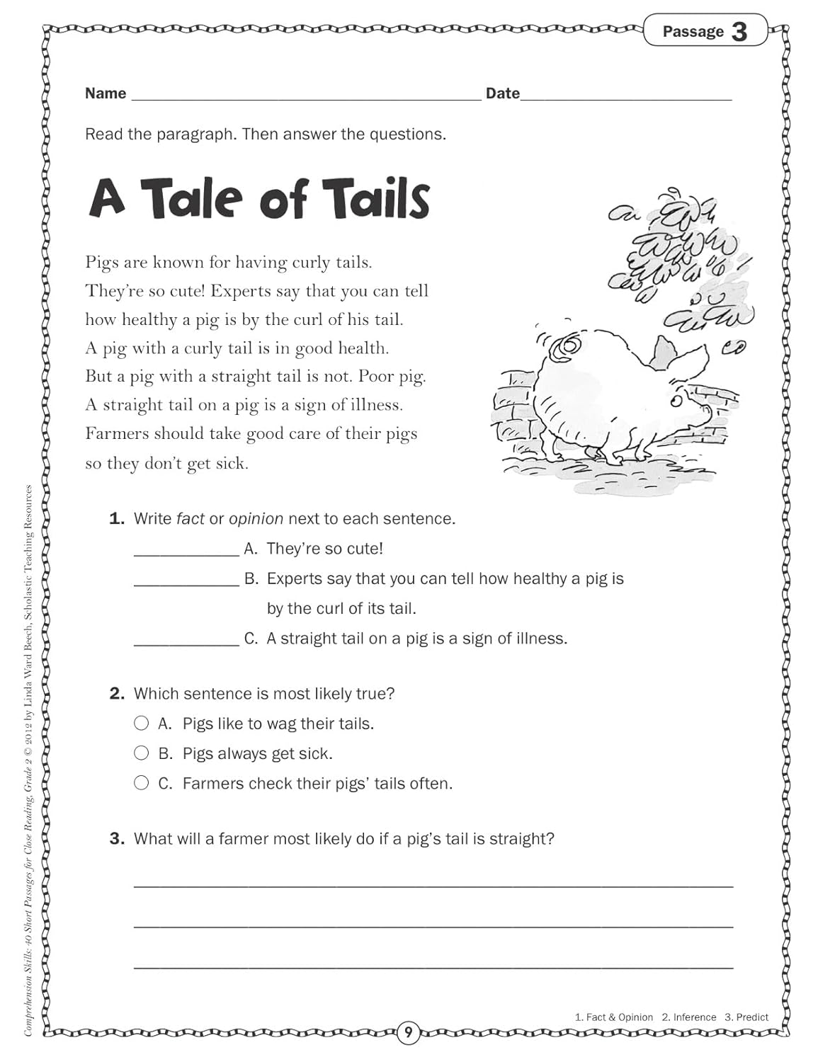 Comprehension Skills: 40 Short Passages for Close Reading: Grade 2