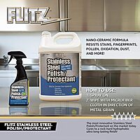Flitz Stainless Steel Polish Protectant - 16oz Bottle, USA-Made Ceramic Coating for Stainless Steel Appliances