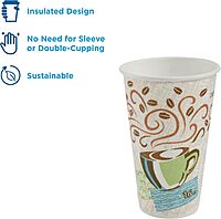 Dixie PerfecTouch Insulated Paper Hot Cups, 16 oz, Coffee Haze Design - 50 Count