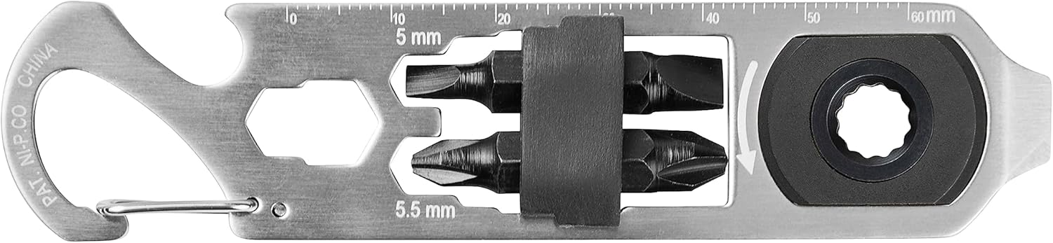 Nite Ize DoohicKey Ratchet Key Tool - Keychain Multitool with Carabiner Clip - Pocket Tool with Ruler, Bottle Opener