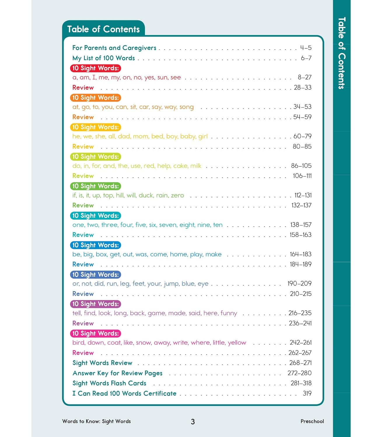 Words to Know Sight Words Preschool Workbook—Reading Activities, Games, Puzzles, Flash Cards, Tracing and Coloring Pages for Learning and Practice (320 pgs)