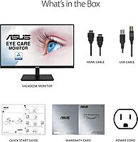 ASUS 23.8”1080P Monitor(VA24DQSB)-Full HD,IPS,75Hz,Speakers Adaptive-Sync Low Blue Light Flicker Free VESA Mountable