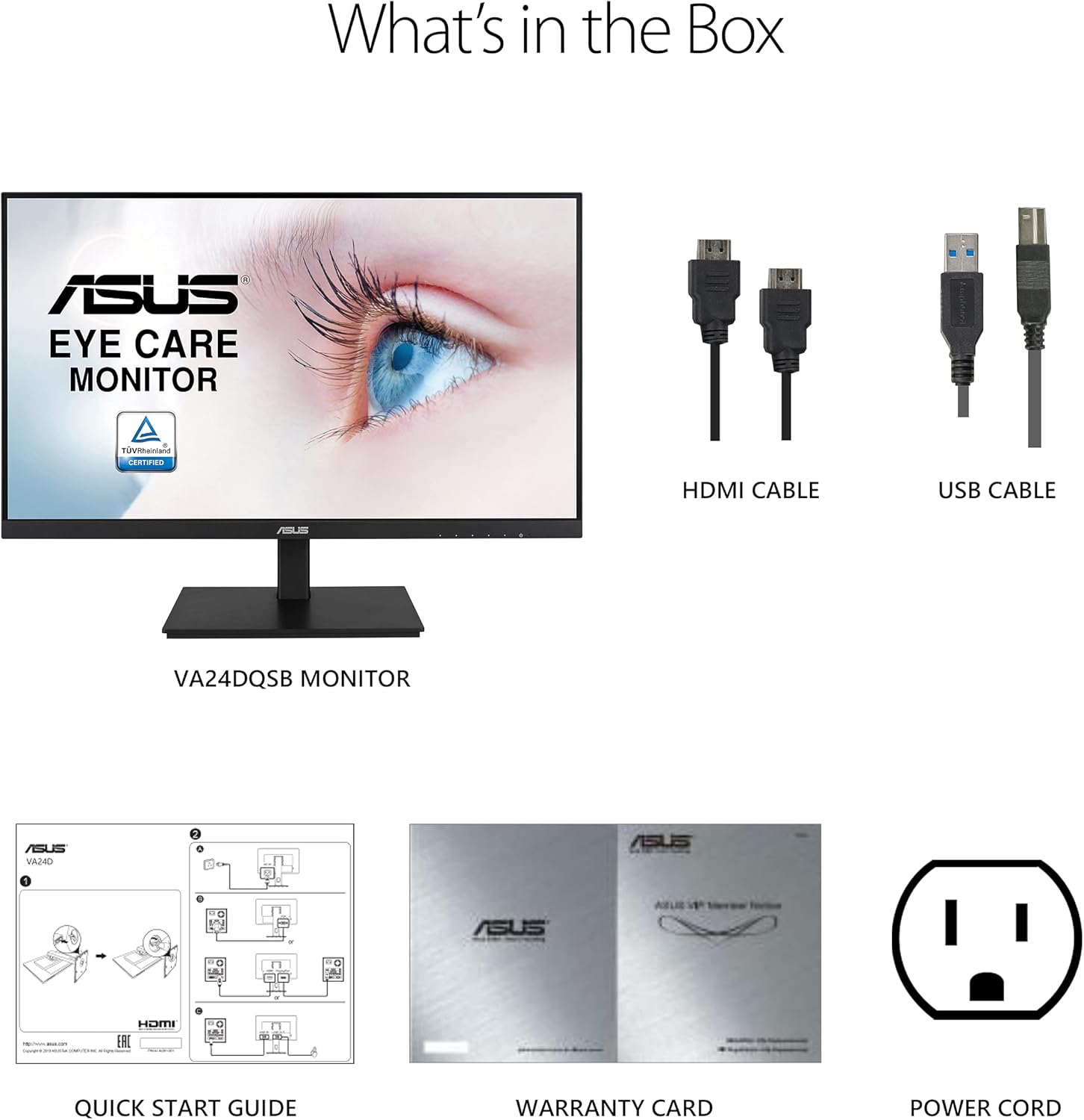 ASUS 23.8”1080P Monitor(VA24DQSB)-Full HD,IPS,75Hz,Speakers Adaptive-Sync Low Blue Light Flicker Free VESA Mountable