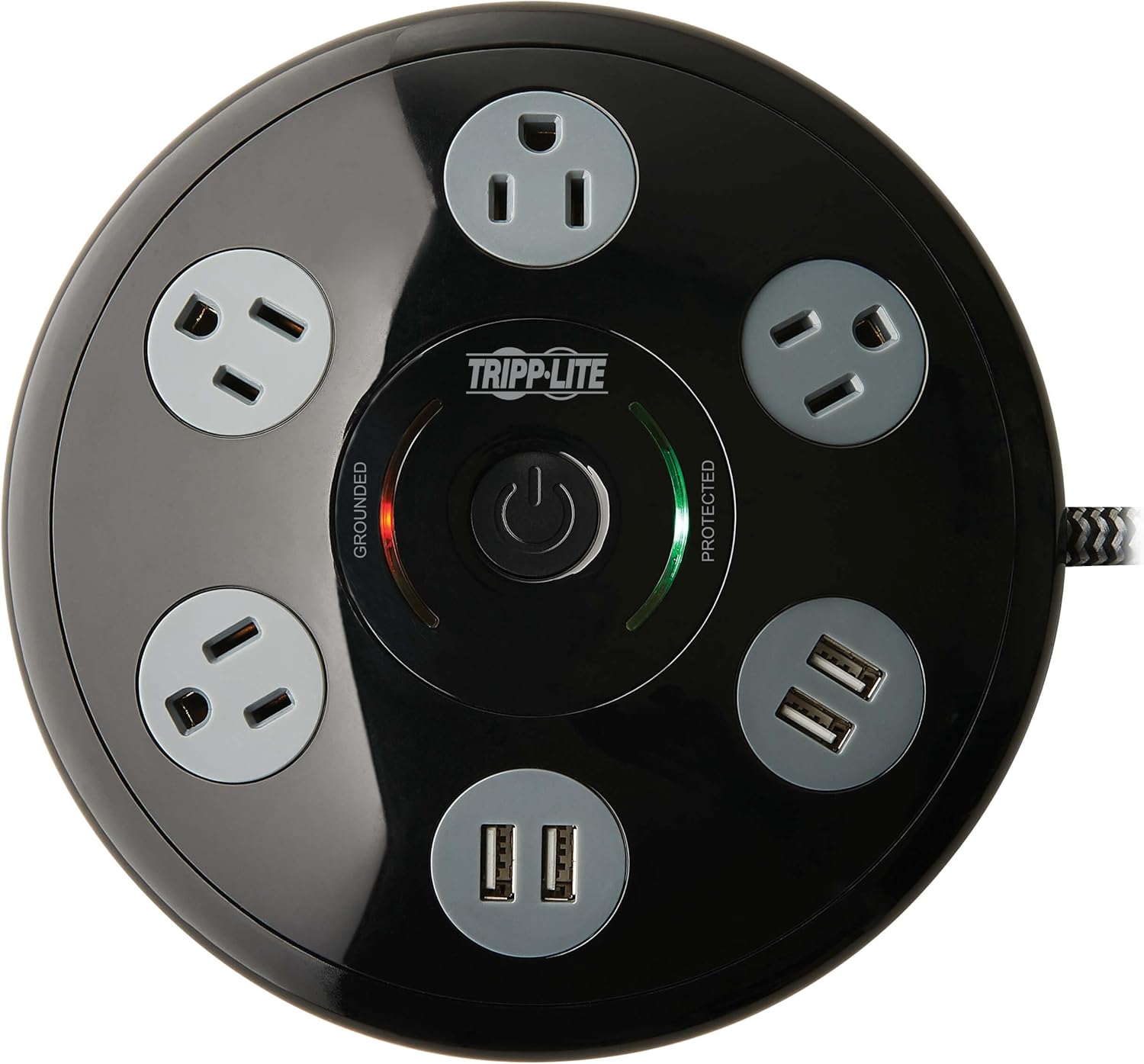 Tripp Lite Conference Surge Protector 4 5-15R 4 USB-A Ports 6ft Cord Black (TLP406USBUFO)