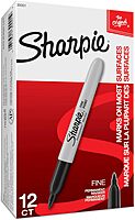 Sharpie Permanent Markers, Fine Tip, Black, 12 Count - For Classroom, Office, & Home, Quick Drying, Fade Resistant, For Wood, Plastic, Paper, Metal, And More, Ideal for Posters, Drawing, Coloring