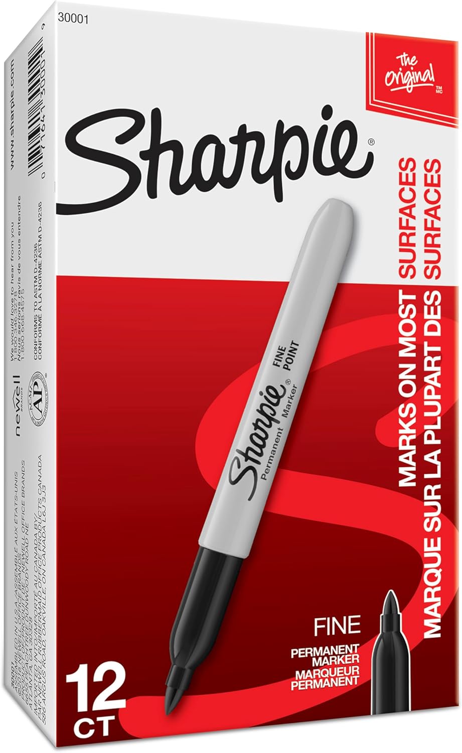 Sharpie Permanent Markers, Fine Tip, Black, 12 Count - For Classroom, Office, & Home, Quick Drying, Fade Resistant, For Wood