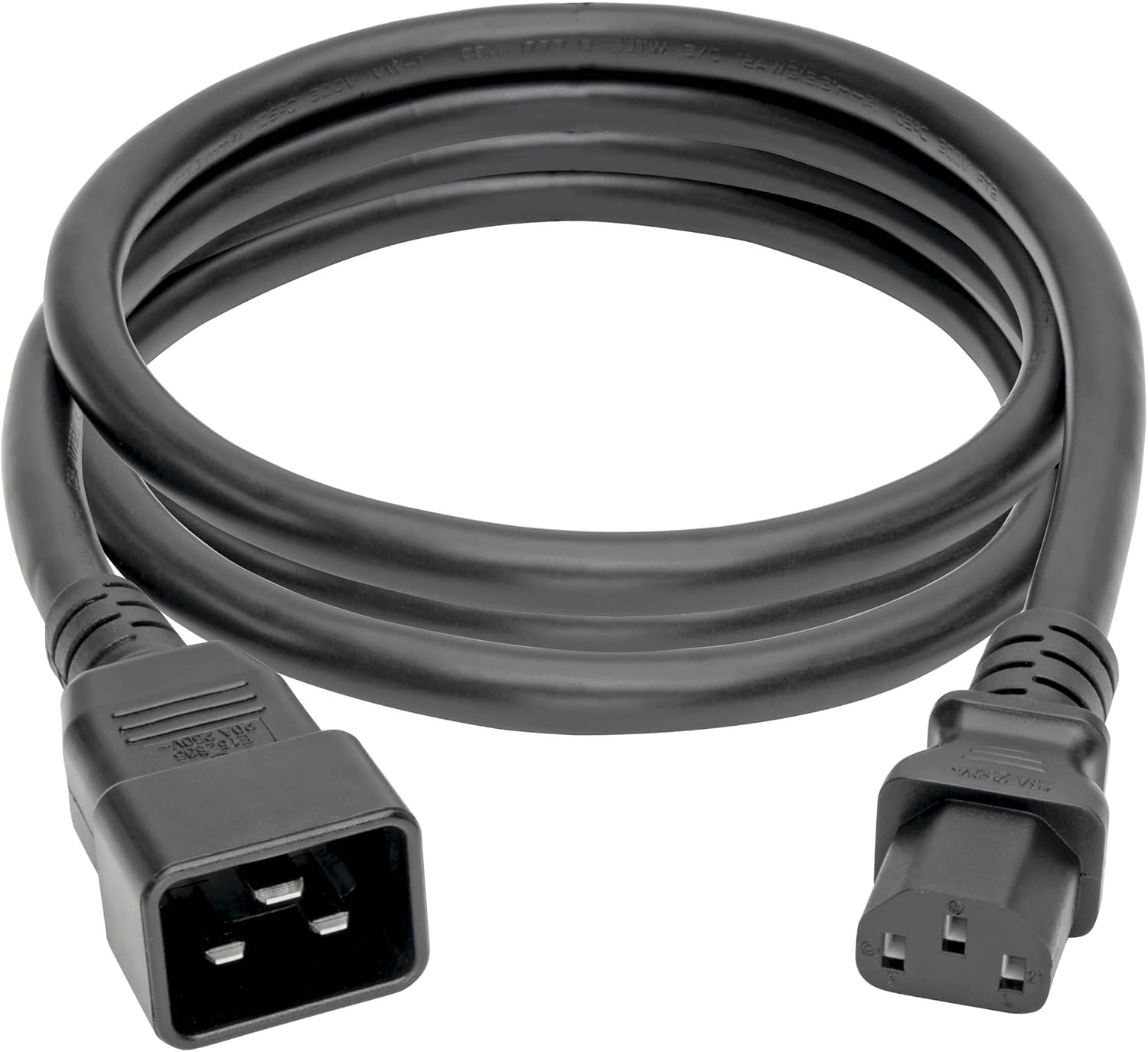 Tripp Lite Heavy Duty Power Cable, C20 to C13 Extension Cord, 14 AWG, 15A 100-250V Computer Cable, 7ft, Black (P032-007)