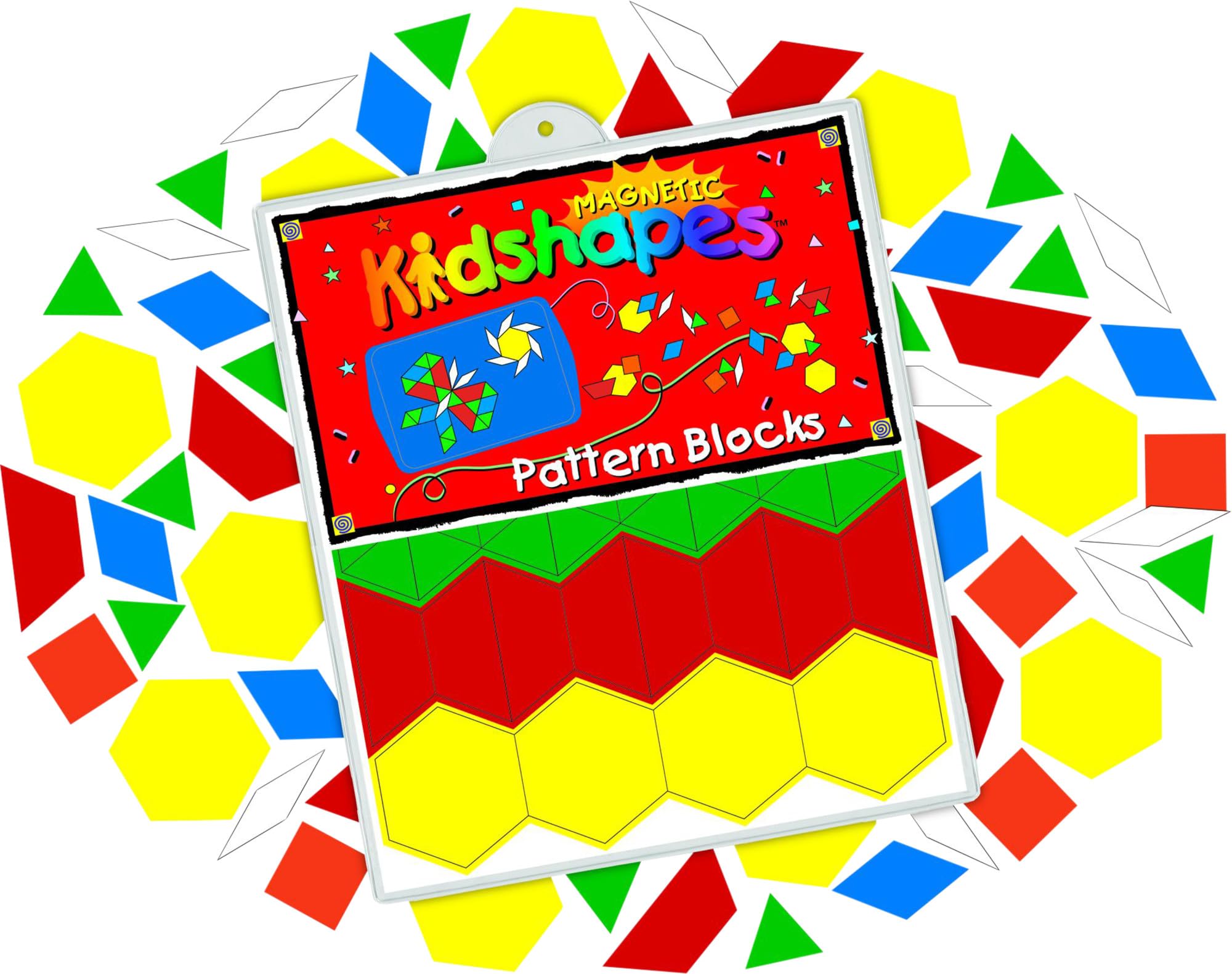 Barker Creek Learning Magnets, Pattern Blocks, Magnetic Kidshapes, Pack of 108 (LM2300)