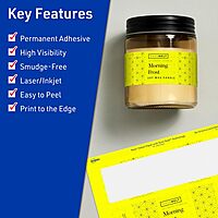 Avery Printable Rectangle Labels, Sure Feed Technology, 3" x 7", Neon Yellow, Print-to-The-Edge, Laser/Inkjet Printable