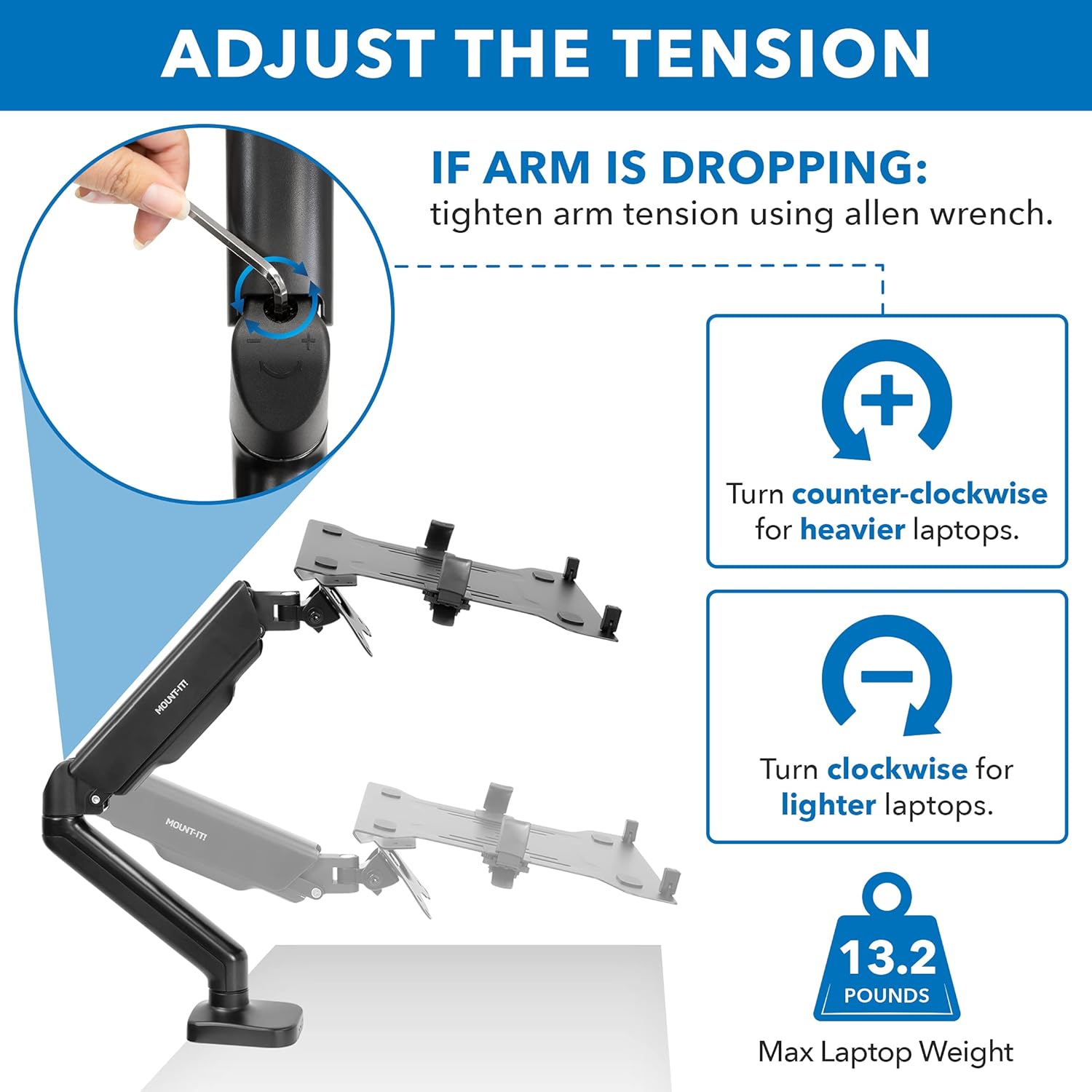 Mount-It! Height Adjustable Laptop and Monitor Desk Mount
